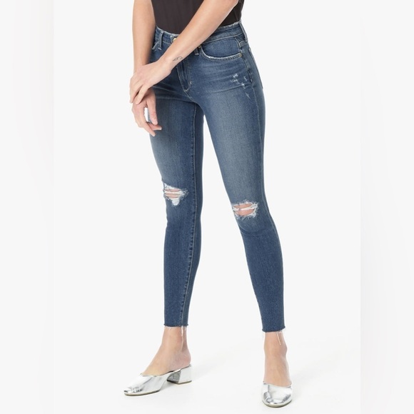 Joe's Jeans Charlie High Rise Skinny Ankle Jeans Kinkade Distressed Knee raw hem - Picture 4 of 16